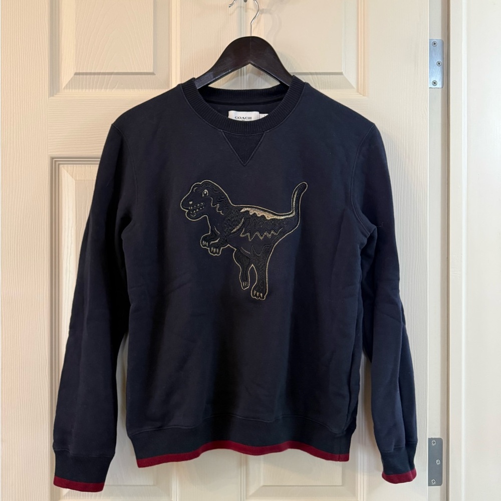 ❤️🦖Women’s COACH REXY Dinosaur size small Black Sweatshirt Sweater ❤️🦖